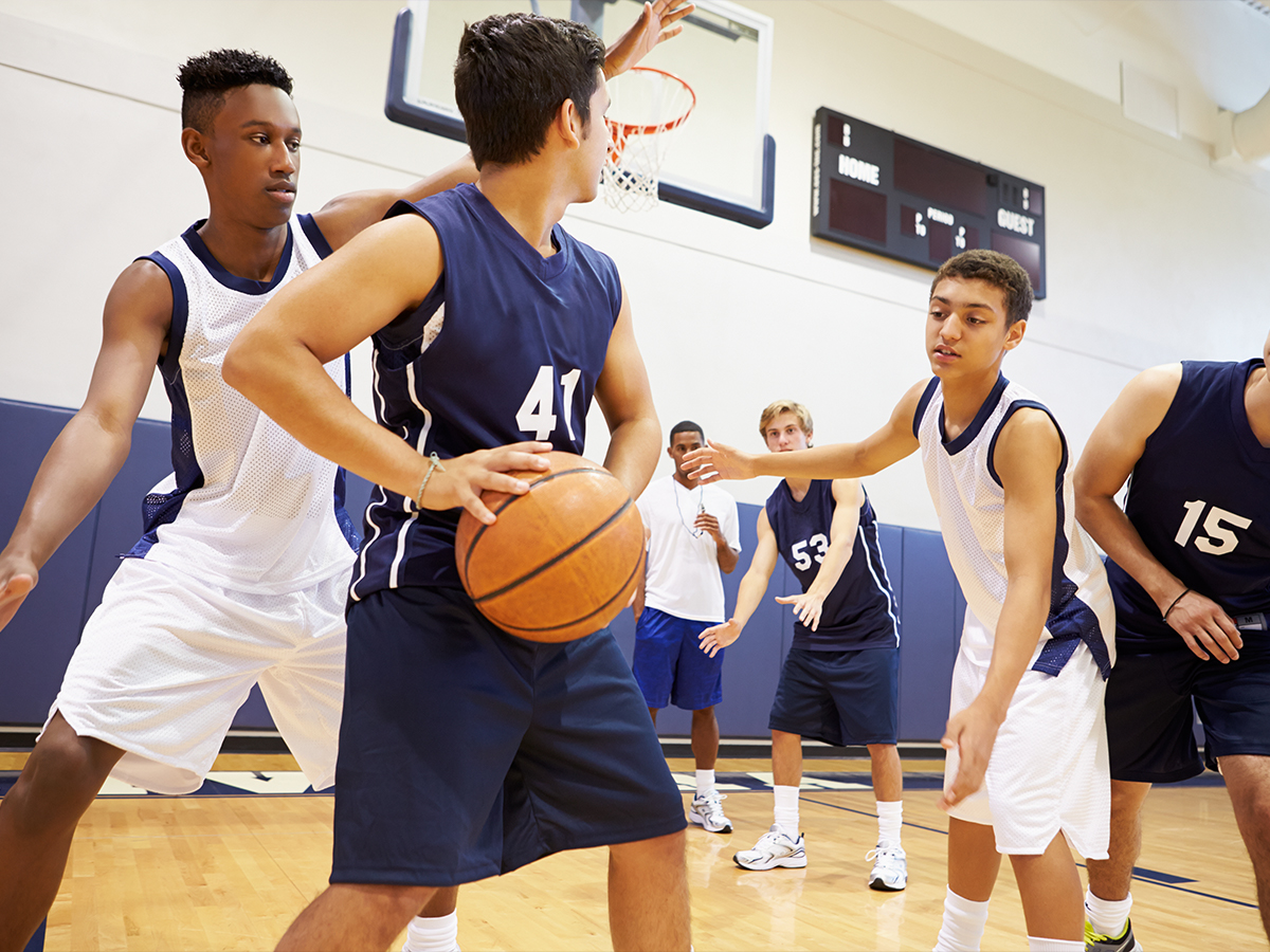 A group of high school basketball players